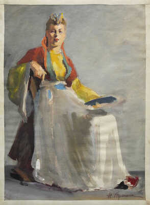 Трошин Николай Степанович. Портрет дамы в шляпе. Эскиз костюма к опере «Мадам Баттерфляй»